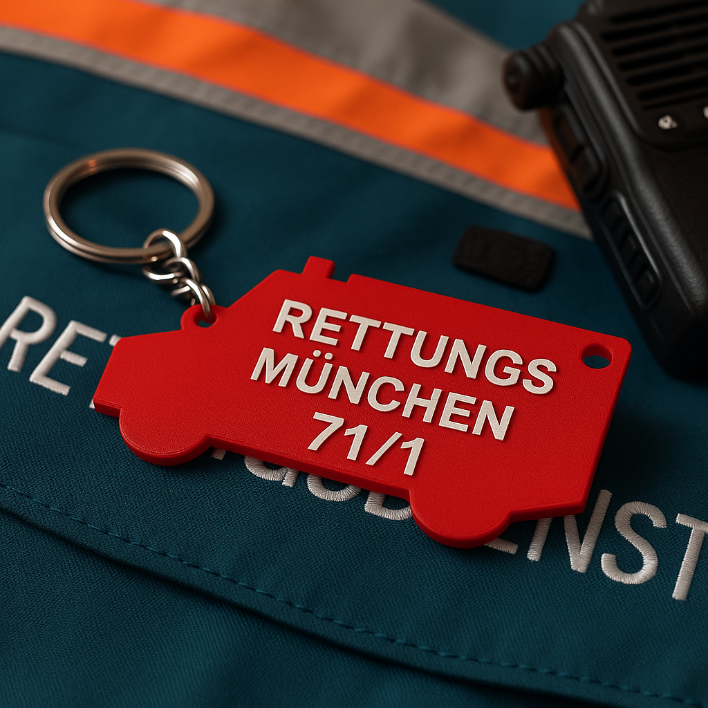 Rettungsdienst Schlüsselanhänger – RTW Design mit Funkrufname | 3D-gedruckt & personalisierbar 🚑