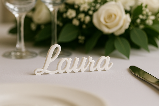 3D-Namensschilder als Platzkarten – personalisiert für Hochzeiten, Geburtstage & Events