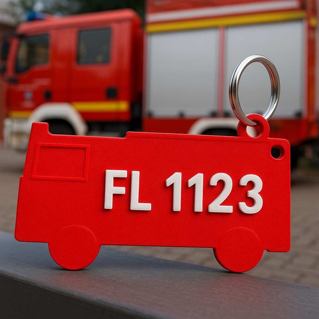 Feuerwehr Schlüsselanhänger mit Funkrufname – 3D-gedruckt & personalisierbar 🚒